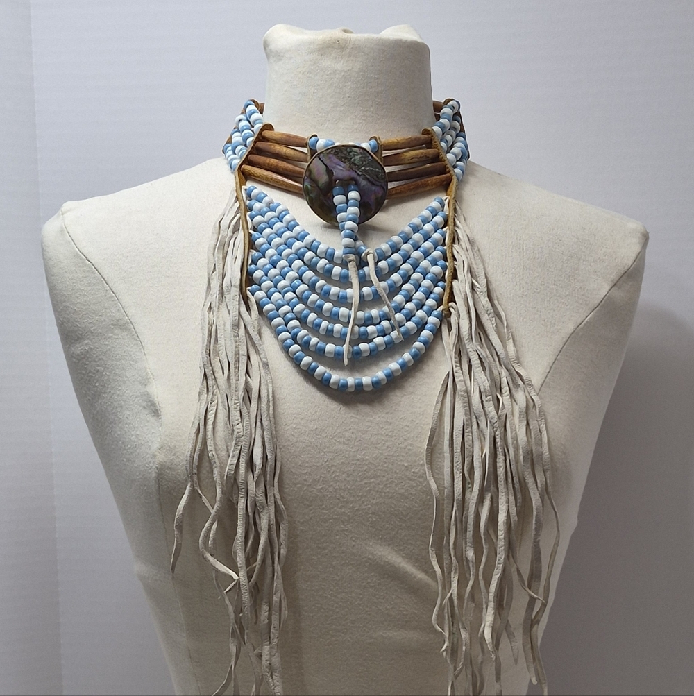 Native American Choker With leather fringe - Picture 2 of 7